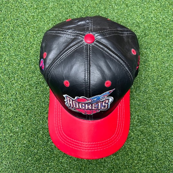 NBA Rockets Hat Leather Snapback Cap Vintage Style‎ - Picture 2 of 12